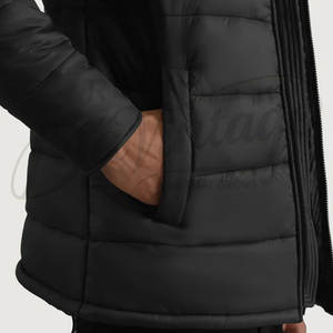 Veste matelassée noire à capuche pour homme, manteau d'hiver résistant à l'eau, chaud et rembourré, coupe ajustée décontractée, style doudoune - Product Image 6