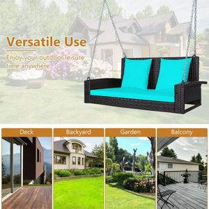 Dondolo da Giardino in Rattan per 2 Persone con Cuscini Confortevoli per Rilassarsi sul Tuo Portico - Product Image 4