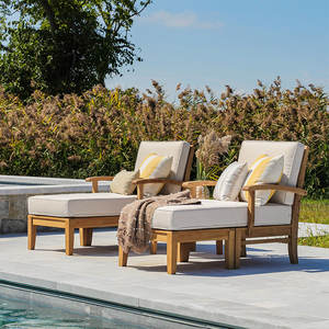 Conjunto de Muebles de Jardín de Lujo Modernos y Ecológicos de Madera de Teca Maciza con Cojines Gruesos para el Borde de la Piscina y Áreas de Jardín - Product Image 1