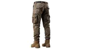 Pantalon cargo léger en coton lavé pour homme, taille mi-haute, jambe évasée, respirant, décontracté, style streetwear, logo personnalisé, vente en gros - Product Image 3