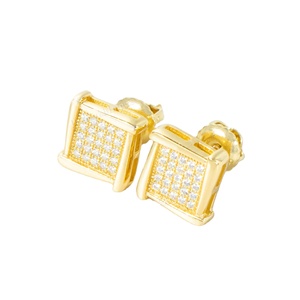 Luxury Customized Hip Hop 8.5mm Moissanite 925 Sterling Silver Gold Plated <b>Stud</b> <b>Earrings</b> for Unisex Gift - Product Image 1