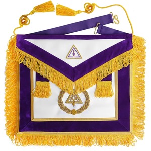 Delantal de Estilo Étnico Real Grand Thrice Illustrious Master, Bordado a Mano en Morado, de la Confraternidad de Maestros Selectos, Delantales de Tendencia - Product Image 1