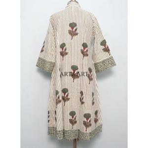 Robe longue en coton 100% faite à la main pour femme, imprimé floral artisanal, style décontracté chic, idéale pour les fêtes, tenue de demoiselle d'honneur, coupe midi trapèze - Product Image 6