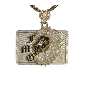 Colgante de Moissanita con Cabeza de León, Plata 925 Bañada en Oro, Lujo Hip Hop, Amuleto para Uso Diario, Temática Animal, Colgante Iced Out para Hombre - Product Image 3