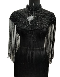 Hot New Design <b>Black</b> Beauty Carnival Custom Crystal Handbeading Handmade Hanging Beaded Fringed Party Cape <b>Top</b> Bikini Autumn - Product Image 1