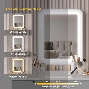 Adjustable Brightness Makeup Vanity Table Set with Cushioned Stool Free Make Bright Mirror Dressing Table with Comfort Features - Product Image 5