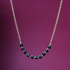 Handmade Glass Beaded Gold Plating Chain Black Stone <b>Bead</b> <b>Necklace</b> for Women Minimalist Fashion Jewelry Anniversary <b>Necklace</b> - Product Image 1