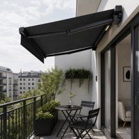 Auvent rétractable motorisé pour balcon extérieur, terrasse, avec cadre en alliage d'aluminium, voile en HDPE, télécommande, imperméable