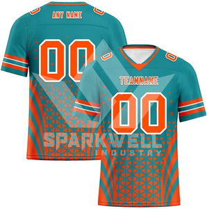 Custom Sublimated American Football Jersey Men's V-Neck Breathable 100% Polyester Geometric Pattern Adult Uniforms - Product Image 1
