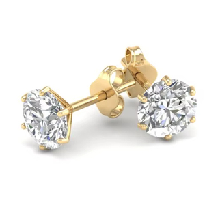 REYES Pendientes Minimalistas de Plata de Ley 925 con Oro Amarillo de 14K y Moissanita de Corte Brillante de 2.6Ct para Regalo, Joyería Fina - Product Image 1