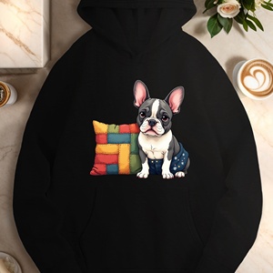 Sudaderas informales de Bulldog francés con almohada de retazos para mujer - Product Image 3