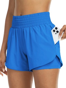 Shorts Deportivos de Cintura Alta para Mujer, Diseño en Capas, Anti-Exposición, con Bolsillos, Ecológicos, para Yoga y Running - Product Image 4