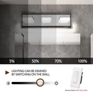 Applique murale moderne en chrome à LED pour salle de bain, design élégant et minimaliste, 3 lumières, économe en énergie et facile à installer - Product Image 5