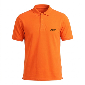 Zoto Men's <b>Orange</b> Cotton <b>Polo</b> Shirt Short Sleeve Embroidered Logo Casual Wear Apparel Wholesale - Product Image 1