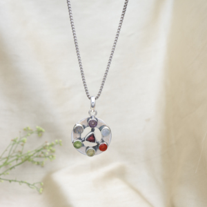 Collier Pendentif Cercle Chakra en Argent Sterling 925 avec Pierres Précieuses, Tendance, pour Femme, Idéal pour Fiançailles, Mariage, Fêtes, Vente en Gros - Product Image 2