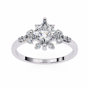 แหวนเพชรเคลือบทองคำขาวหรูหราสำหรับผู้หญิง - Product Image 1