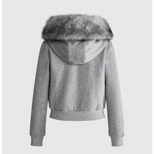 Blouson court zippé Y2K personnalisé pour femme, en polaire à capuche fourrée, clouté et à rivets, chaud pour l'hiver, style streetwear - Product Image 2