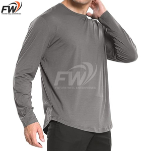 T-shirts décontractés pour hommes, coupe élégante, manches longues, 100% coton, col rond, impression numérique. - Product Image 4