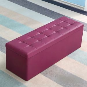 Quilted Leather Ottoman <b>Storage</b> Bench Foot <b>Stool</b> Sleeper Seat for Living Room Bedroom Hallway - Product Image 6