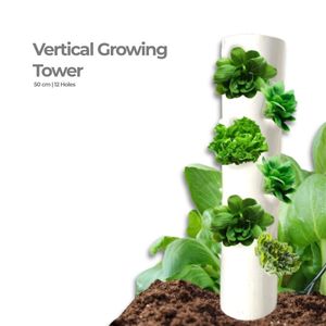 Torre de Cultivo Vertical de Alta Calidad, 50 cm, PVC, 12 Orificios, para Jardín Hidropónico en Casa, Ahorro de Espacio - Product Image 2