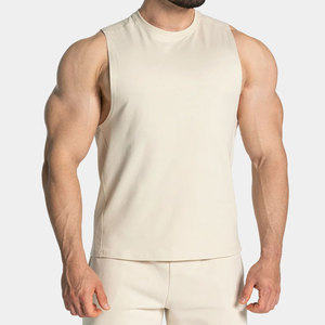 <b>Men</b> Cutt Sleeveless Crew Neck Sporty Fashionable <b>Singlet</b> Solid Color Hot Selling Muscle Fit Comfortable Breathable Quick Dry - Product Image 1
