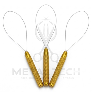 Gold Textured Handle Hair Extension Loop <b>Needle</b> Wire Pulling Hook <b>Threader</b> Tool Set for Micro Ring Link Beads Salon Supply - Product Image 5