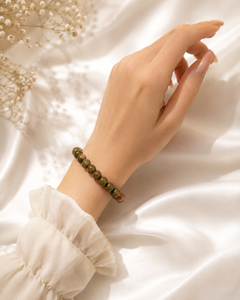 Unakite Women's <b>Beaded</b> Jade <b>Bracelet</b>-Romantic Style Made in Rajasthan - Product Image 1