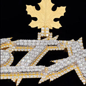 AMBER JEWELS T-118 6IX Collar con Colgante de Diamantes en Oro, Estilo Hiphop, Unisex, para Fiestas, Chapado en Oro de 18K, Diamantes Naturales, Certificado IGI - Product Image 2