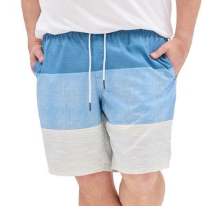 Shorts de Natación Unisex de Secado Rápido, Anti-UV, Ligeros, con Rayas Azules, de Poliéster/Nailon, Diseño Color Block, para Playa - Product Image 1