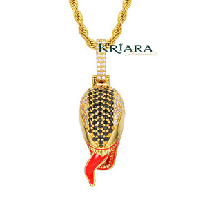Pendentif Tête de Serpent Venom en Argent 925, Moissanite Ronde Taille Brillant, Plaqué Rhodium, Bijou Unisexe Thème Animal Hiphop - Product Image 2