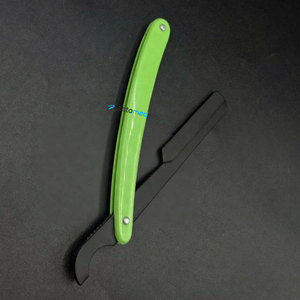 Rasoir de barbier droit à manche en plastique, rasoir de rasage durable, couteau pliant à lame fixe avec logo personnalisé - Product Image 3