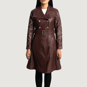 Elegante abrigo de cuero para mujer con forro interior cálido y forma elegante para actividades casuales al aire libre - Product Image 1
