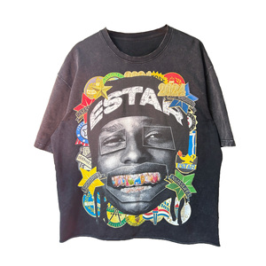 เสื้อยืดแขนสั้นสีดำสำหรับผู้ชาย แบรนด์สตรีทสไตล์ คอกลม ทรงปกติ ผ้าถักนิตติ้ง 100% ผ้าฝ้าย ระบายอากาศได้ดี น้ำหนัก 180 กรัม ผ่านการซักแล้ว - Product Image 1