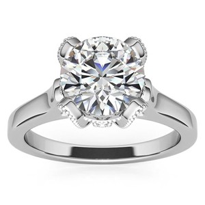 Anillo de Compromiso de Moissanita VVS1 de 2 Quilates con Corte Brillante Redondo, Diseño de Tulipán Antiguo, Anillo de Boda de Plata de Ley 925 con Engaste de Garras, Certificado IGI - Product Image 1