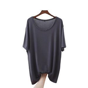 T shirt manches courtes été femmes T-Shirts couleur unie col rond lâche Tee hauts décontracté bas haut pour les femmes - Product Image 2