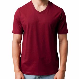 New Arrival Men's Customized 100% Cotton <b>T</b>-<b>Shirt</b> Solid Color V-Neck Blank Short Sleeves Regular Fit Breathable Knitted Men <b>Shirt</b> - Product Image 4