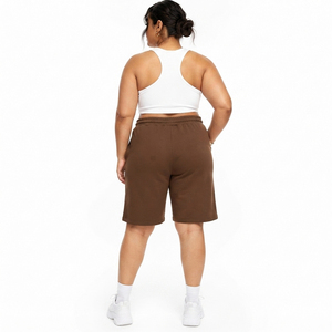 Wholesale Loose Fit <b>Knee</b> Length Shorts Plus Size Women's Drawstring Waist Shorts Polyester Spandex Shorts Ladies 3/4 Gym Shorts - Product Image 4