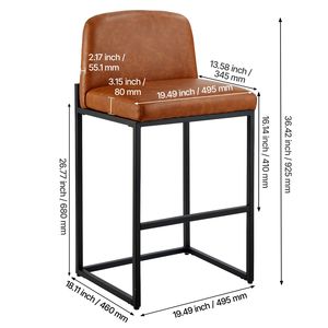 Set di 4 Sgabelli da Bar Moderni da 27 Pollici, Facile Montaggio, in Pelle PU con Gambe in Metallo e Schienale Incluso - Product Image 5