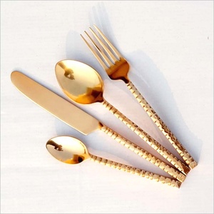 Top Quality Manufacturer in India Stainless Steel <b>Gold</b> <b>Cutlery</b> <b>Set</b> Royal Design Flatware Knife Fork Spoon for Wedding Dinner Use - Product Image 1