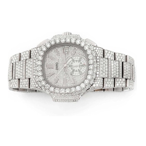Montre mécanique de luxe de haute qualité avec moissanite glacée, bracelet en acier inoxydable, cadran en verre, analogique, unisexe, style hip-hop - Product Image 2