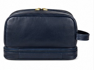 Gravs Premium Genuine Leather Travel <b>Bag</b> Zipper Candy Dual Compartment Vintage Style Eco-Friendly Durable Soft Handle Cosmetic - Product Image 5
