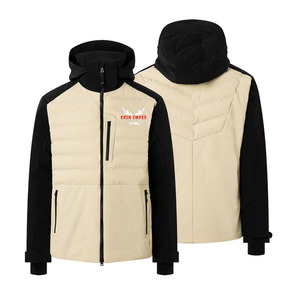 Veste de ski à capuche pour homme EKIN IMPEX, imprimée, de haute qualité, beige et noir, synthétique, isolée, imperméable 10 000 mm, rembourrée en coton PP - Product Image 1