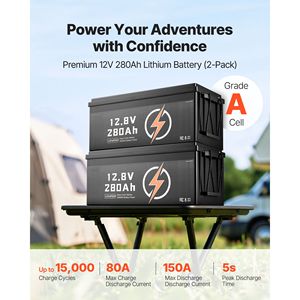 Confezione da 2 Batterie LiFePO4 a Ciclo Profondo 12V 280Ah (51.2V 5kWh) - 15000 Cicli, BMS, Pronte per Basse Temperature - Product Image 2