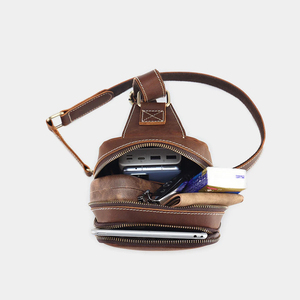 VELANO HIDES Minimalist Genuine Leather Chest <b>Bag</b> & <b>Shoulder</b> <b>Bag</b> Zipper Closure Durable Waterproof <b>Large</b> Capacity for Daily Use - Product Image 4