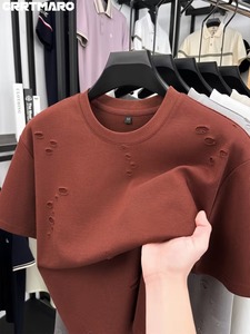 เสื้อยืดสไตล์วินเทจผู้ชายทรงโอเวอร์ไซส์ แขนสั้น ไหล่ตก ทรงหลวม ลุคซักยืด เอฟเฟกต์วินเทจ เสื้อยืดเท่ๆ - Product Image 2