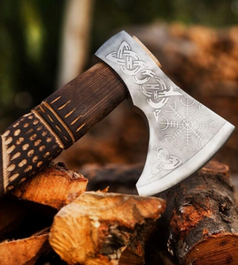 High Carbon Steel Tomahawk <b>Axe</b> with <b>Wooden</b> Handle Splitting <b>Axe</b> for Firewood Cutting Outdoor Camping Tool - Product Image 4