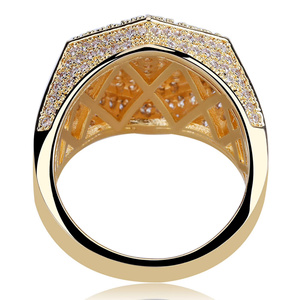 Gold Color Moissanite <b>Ring</b> Geometric <b>Ice</b> Cube Band Statement Jewelry for Wedding Gift - Product Image 3