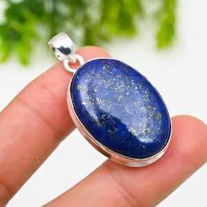High Quality <b>Lapis</b> <b>Lazuli</b> Style Bezel Setting Oval 925 Sterling Silver Handmade Blue Gemstone Boho Unisex <b>Pendant</b> Jewelry Gift - Product Image 3