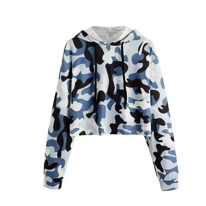Hoodies modernes pour femmes, coupe courte, avec capuche, manches longues, poignets côtelés et style streetwear confortable. - Product Image 1
