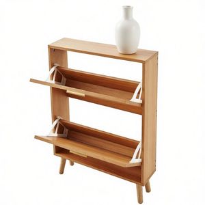 Mobile Portascarpe in Alluminio dal Design Semplice e Moderno, Salvaspazio con Ripiani Regolabili, Stile Legno MDF, Arredamento per Casa e Hotel - Product Image 2